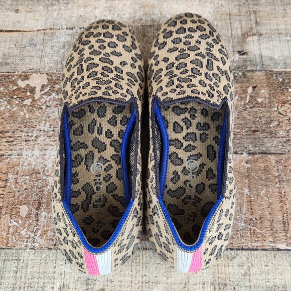 Rothy's Girls 3 Kids Loafer Leopard Print Knit Fabric Slip On Everyday Shoes - Picture 6 of 10